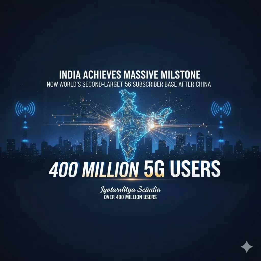 India Achieves Massive Milestone: Now World’s Second-Largest 5G Subscriber Base with Over 400 Million Users After China – Jyotiraditya Scindia