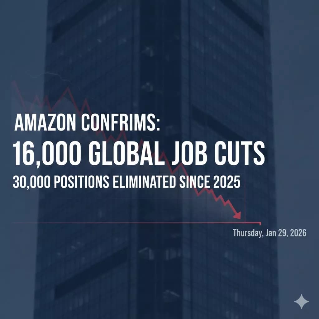 Amazon Confirms 16,000 Global Job Cuts, 30,000 Since 2025