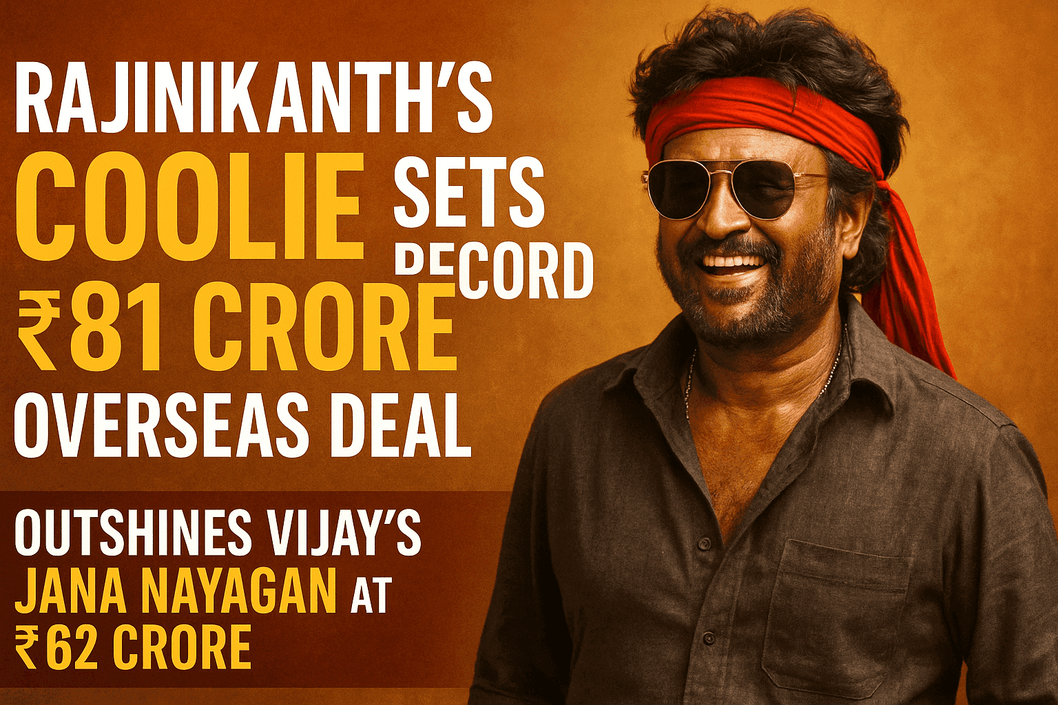 Rajinikanth’s Coolie Sets Record with ₹81 Crore Overseas Deal, Outshines Vijay’s Jana Nayagan at ₹62 Crore