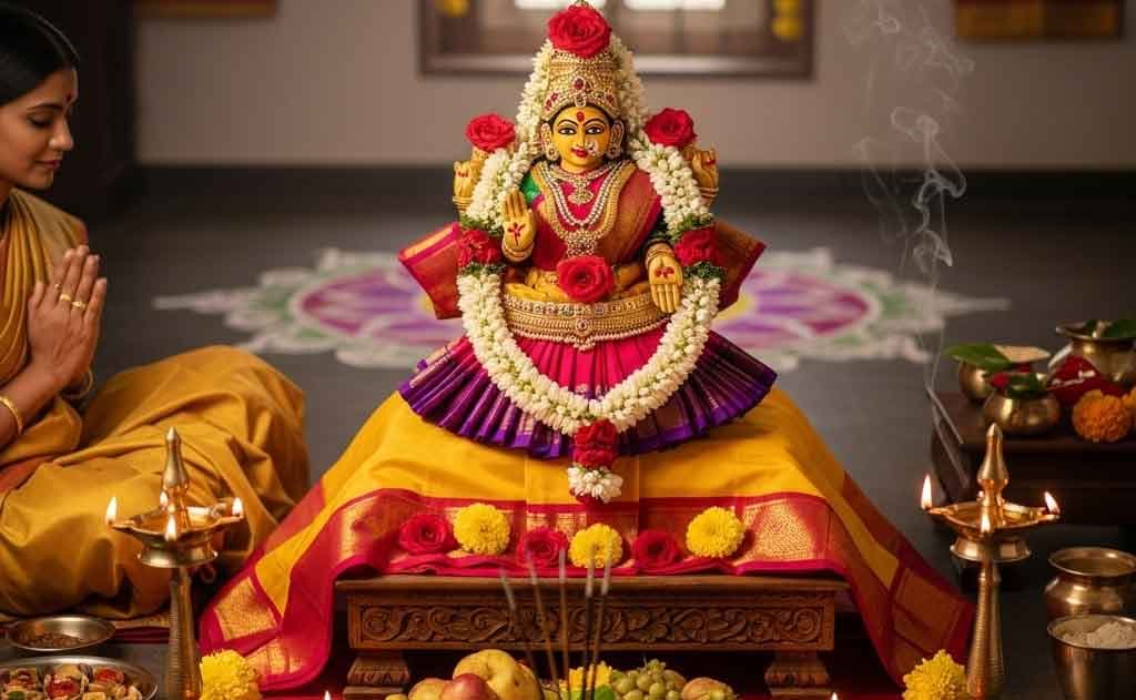 Sacred Mantras and Devotional Stories for Varalakshmi Vratam: Invoking Wealth, Prosperity & Divine Grace