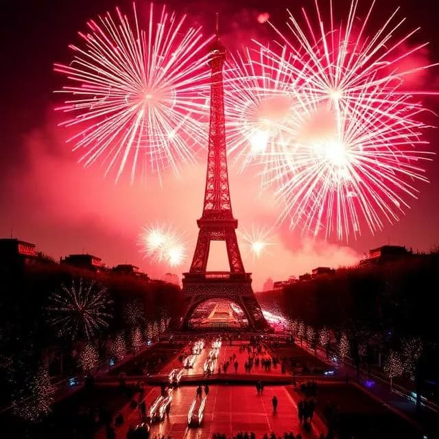 New Year 2026 Celebrations in Paris: Fireworks on Champs